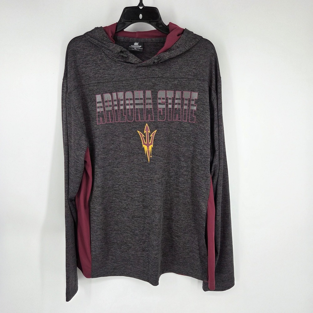 Colosseum Arizona State Sun Devils Mens XL Hoodie Charcoal Maroon Space Dye ASU